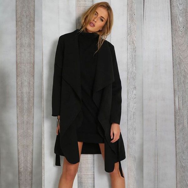autumn winter women v-neck tie pocket long sleeves fashion warm solid color outwear windbreaker woolen coat winter slim coat, Black
autumn winter women v-neck tie pocket long sleeves fashion warm solid color outwear windbreaker woolen coat winter slim coat, Black