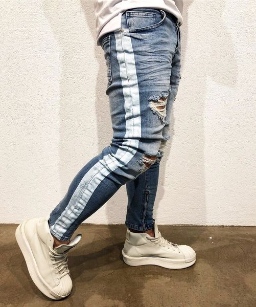 europe and the united states men's high street wind thigh hole stretch slim slim jeans trousers personality designed for, Blue
europe and the united states men's high street wind thigh hole stretch slim slim jeans trousers personality designed for, Blue
