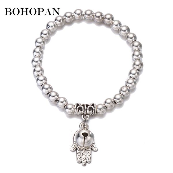 2018 new men women silver color elasticity bracelet vintage bell pendant charm bracelets bead chain fashion jewelry accessories, Black
2018 new men women silver color elasticity bracelet vintage bell pendant charm bracelets bead chain fashion jewelry accessories, Black