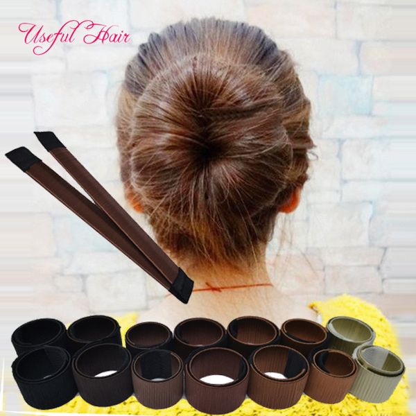 

black color coffee ties girl hair diy styling donut former foam hair bows french twist magic tools bun maker