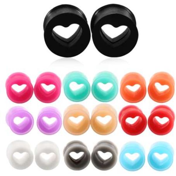 pair silicone hollow heart shape ear tunnel plug gauges assorted colors ear stretcher expander piercing fashion jewelry 4mm-25mm, Silver
pair silicone hollow heart shape ear tunnel plug gauges assorted colors ear stretcher expander piercing fashion jewelry 4mm-25mm, Silver