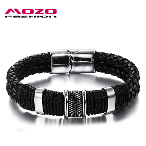 mozo fashion men charm bracelet black leather bracelet stainless steel magnetic clasps bracelets male vintage jewelry mph891, Golden;silver
mozo fashion men charm bracelet black leather bracelet stainless steel magnetic clasps bracelets male vintage jewelry mph891, Golden;silver