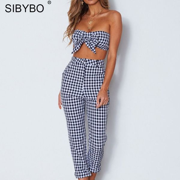 sibybo plaid strapless two piece set jumpsuit bow tie off shoulder skinny rompers womens jumpsuit backless summer overalls, Black;white
sibybo plaid strapless two piece set jumpsuit bow tie off shoulder skinny rompers womens jumpsuit backless summer overalls, Black;white
