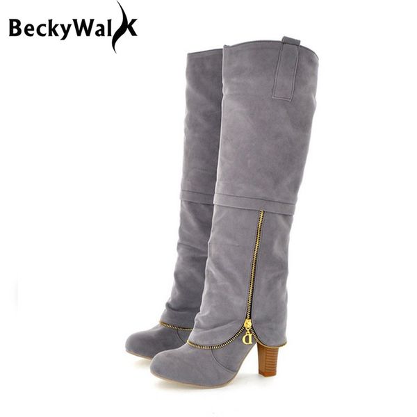 plus size 34-43 high heels long boots flock winter knee high boots women shoes fashion zipper style botas femininas wsh994, Black
plus size 34-43 high heels long boots flock winter knee high boots women shoes fashion zipper style botas femininas wsh994, Black