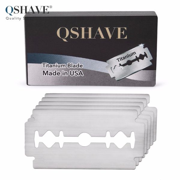 Qshave Double Edge Safety Razor Blade Straight Razor Titanium Blade Classic Safety Made In Usa, 10 Blades