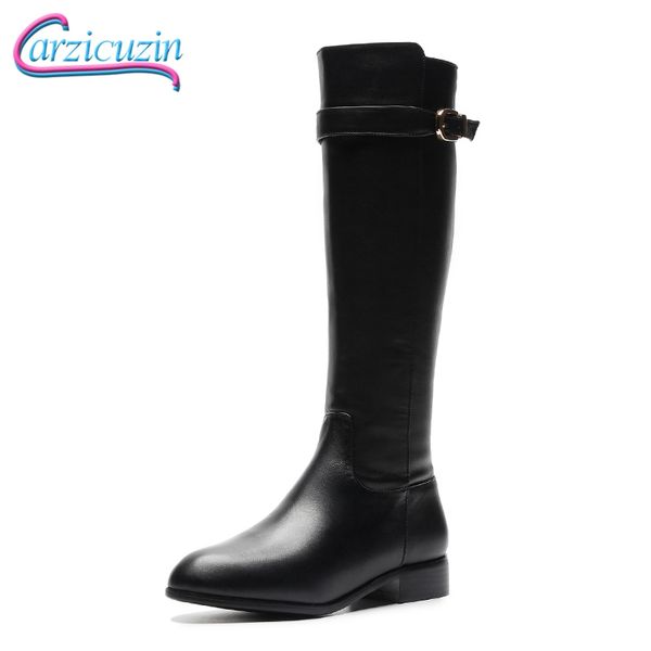 carzicuzin women genuine leather knee high boots winter warm fur flats boots fashion buckle zipper round toe shoes size 34-42, Black
carzicuzin women genuine leather knee high boots winter warm fur flats boots fashion buckle zipper round toe shoes size 34-42, Black