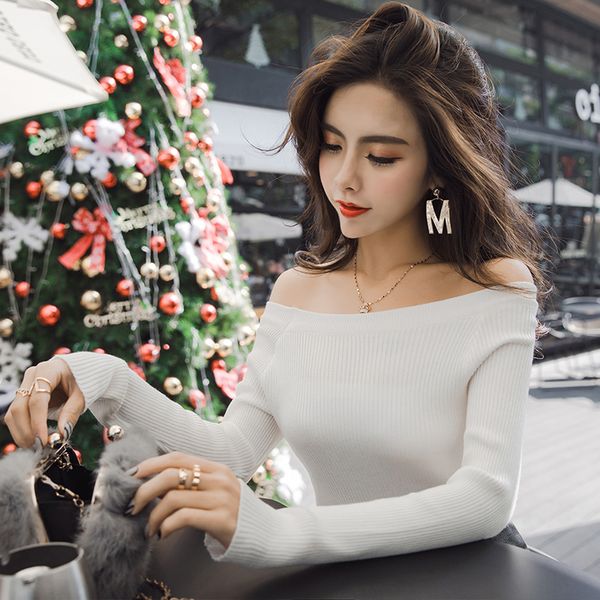 the long sleeves of autumn and winter look slim and pure cotton with bare shoulders in plain color, White
the long sleeves of autumn and winter look slim and pure cotton with bare shoulders in plain color, White