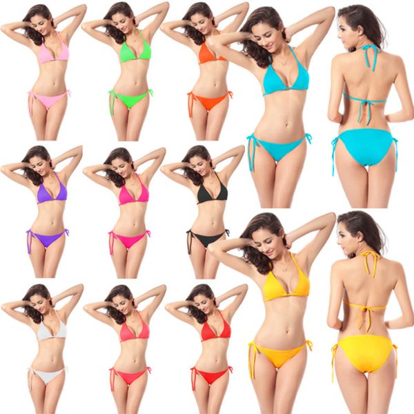 2018 new women's bikini set candy color female swimsuit suit e swimsuit hanging neck, White;black
2018 new women's bikini set candy color female swimsuit suit e swimsuit hanging neck, White;black