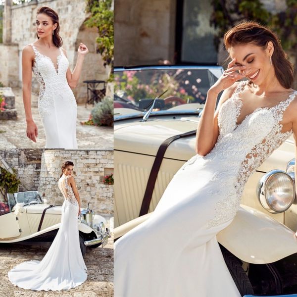 eddy k beach wedding dress lace appliques sheer neck vestido de novia satin mermaid wedding dresses bridal gowns, White
eddy k beach wedding dress lace appliques sheer neck vestido de novia satin mermaid wedding dresses bridal gowns, White