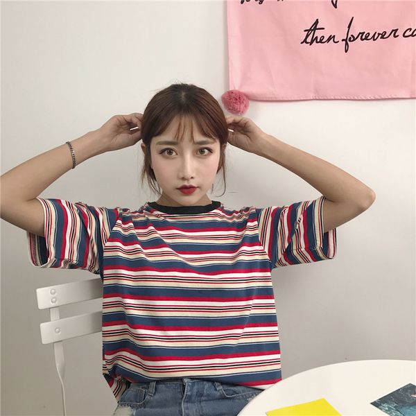t-shirt femme 2018 summer womens clothing korean style ulzzang harajuku striped short sleeve tshirt women t-shirts female top, White
t-shirt femme 2018 summer womens clothing korean style ulzzang harajuku striped short sleeve tshirt women t-shirts female top, White
