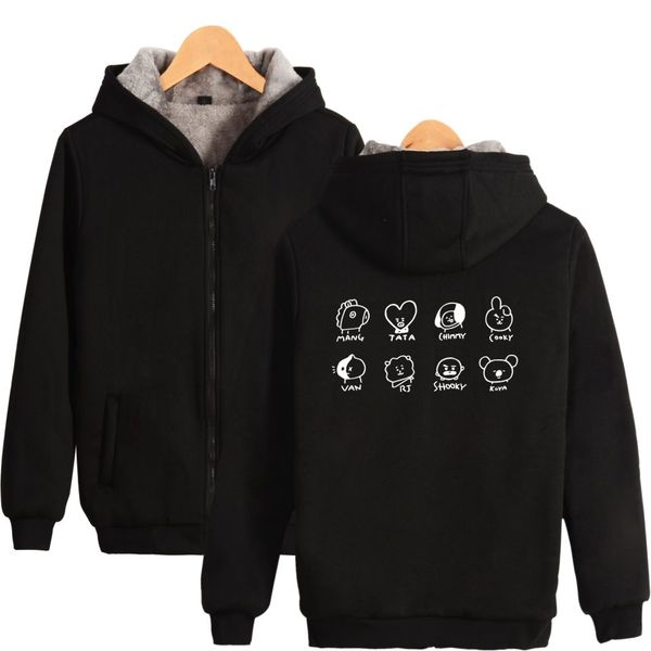 k- thicker hoodie sweatshirt zipper bangtan boys cartoon fashion thicker sweatshirt winter warm clothes, Black
k- thicker hoodie sweatshirt zipper bangtan boys cartoon fashion thicker sweatshirt winter warm clothes, Black