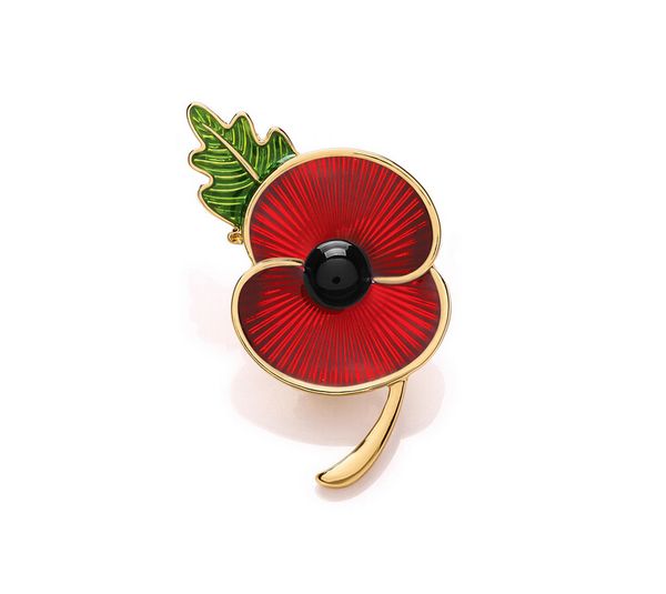 2" gold tone red enamel poppy flower brooch souvenir rbl badge pin, Gray 
2" gold tone red enamel poppy flower brooch souvenir rbl badge pin, Gray