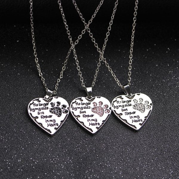 no longer by my side but forever in my heart crystal dog paw heart pendants necklace fashion jewelry ing, Silver
no longer by my side but forever in my heart crystal dog paw heart pendants necklace fashion jewelry ing, Silver