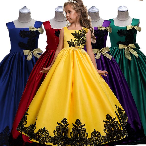 girl wedding pageant party dress children clothes embroidered long evening princess tutu dresses 3-14y, Red;yellow
girl wedding pageant party dress children clothes embroidered long evening princess tutu dresses 3-14y, Red;yellow