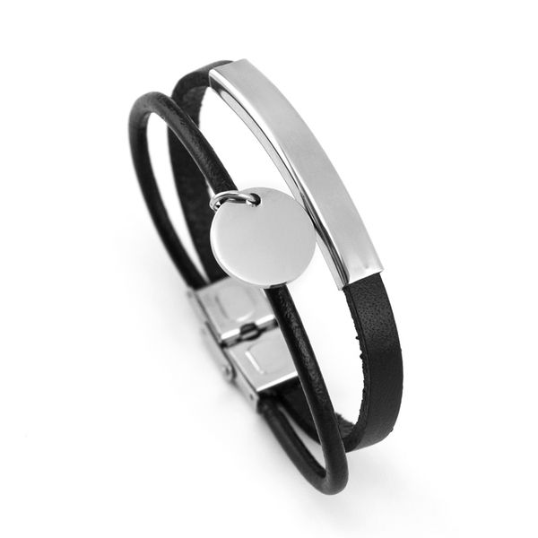 personalized print blank disc tube double line bracelet women genuine leather rope black bracelets stainless steel clasp bangle
personalized print blank disc tube double line bracelet women genuine leather rope black bracelets stainless steel clasp bangle