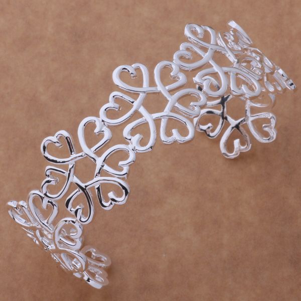 whole sale2016 silver fashion jewelry elegent heart&flower lover bangle wedding engagement as124, Black 
whole sale2016 silver fashion jewelry elegent heart&flower lover bangle wedding engagement as124, Black