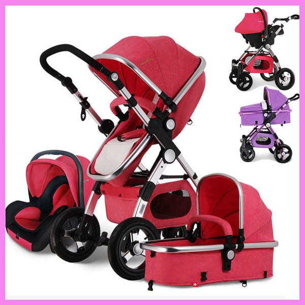 

baby stroller 3 in 1 high view luxury baby infant carriage stroller with car seat cart car travel system cradle pram buggy