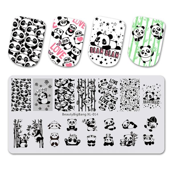 

beautybigbang new 1pc plate for stamping cute panda pattern nail stamping plates rectangle stamp for nails bbb xl-014, White