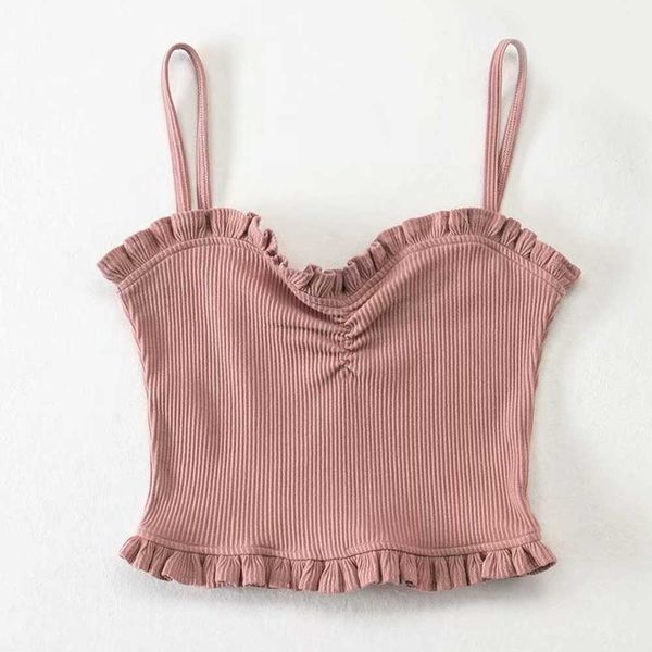 ansfx knitted camis ruffles wood ears thread elasticity spaghetti strap tight slim backless undershirt crop 6 colors, White
ansfx knitted camis ruffles wood ears thread elasticity spaghetti strap tight slim backless undershirt crop 6 colors, White