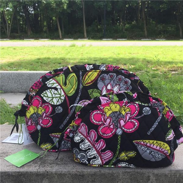 set of 2 vb cotton zip cosmetic bag travel bag storage pouch purse