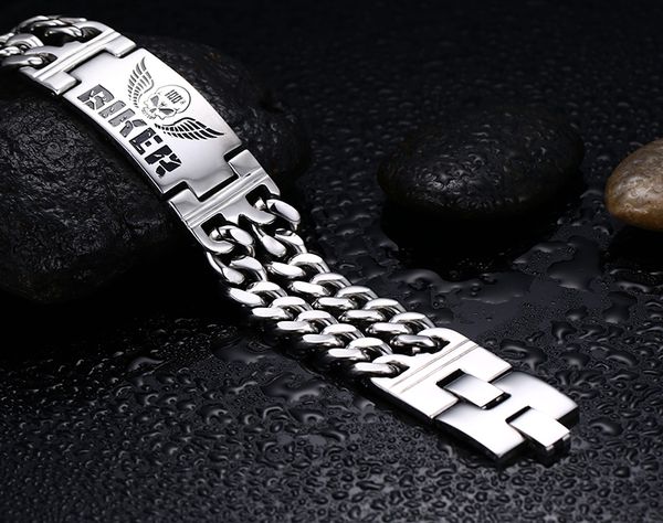 biker bracelets mens jewelry 316l stainless steel skull double chain charm christmas gift jewelry accessory, Golden;silver
biker bracelets mens jewelry 316l stainless steel skull double chain charm christmas gift jewelry accessory, Golden;silver
