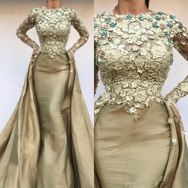 heavy long mermaid prom dress with overskirt long sleeves floral lace applique taffeta evening gowns robe de soiree dubai formal wear, Black
heavy long mermaid prom dress with overskirt long sleeves floral lace applique taffeta evening gowns robe de soiree dubai formal wear, Black