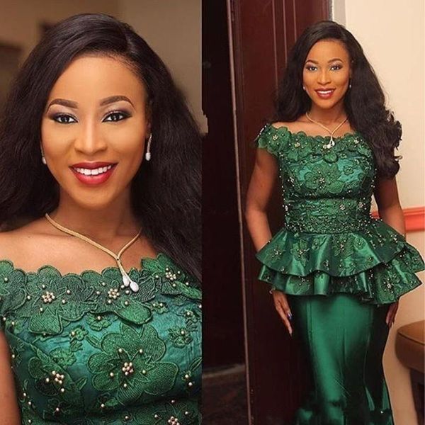 dark green mermaid peplum prom dresses bateau neck beaded evening gowns appliqued vestidos de fiesta floor length satin formal dress, Black
dark green mermaid peplum prom dresses bateau neck beaded evening gowns appliqued vestidos de fiesta floor length satin formal dress, Black