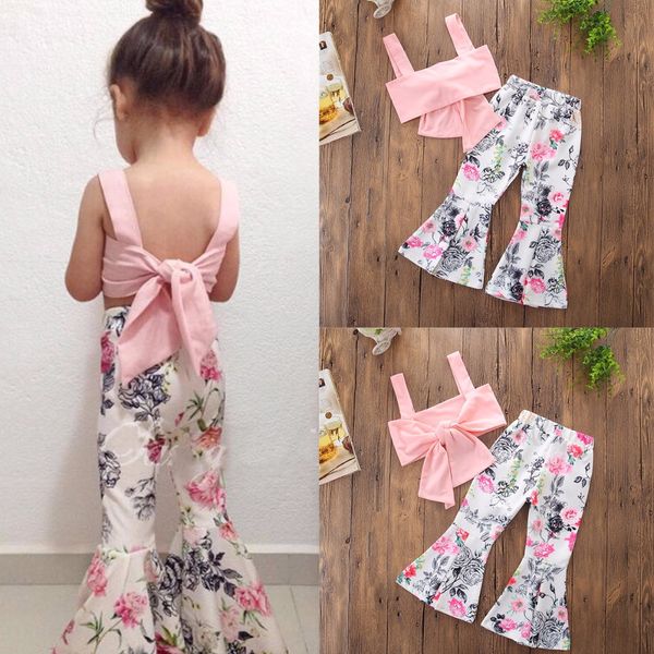 2018 new baby girls clothing sets pink bow knot tank floral flare pants 2pcs toddler girls outfits children kids boutique clothing, White
2018 new baby girls clothing sets pink bow knot tank floral flare pants 2pcs toddler girls outfits children kids boutique clothing, White