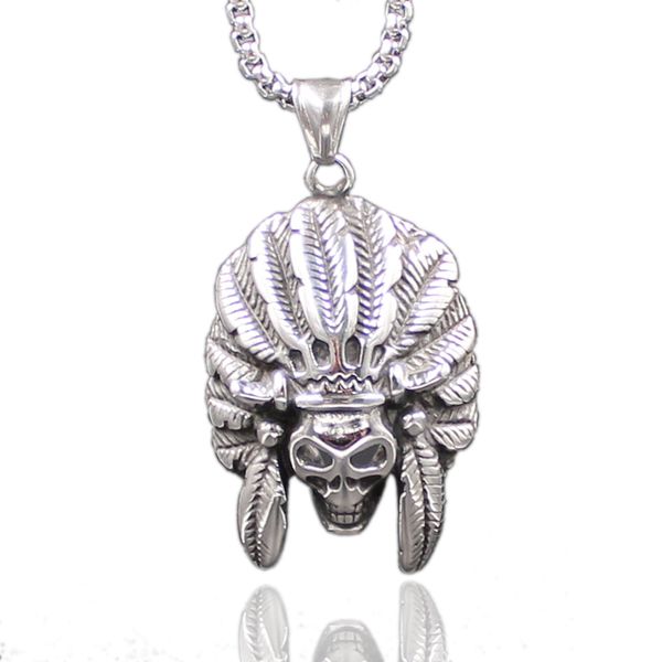 kakee 316l stainless steel men tribal chief skull punk hip hop pendants personality statement necklace jewelry, Silver
kakee 316l stainless steel men tribal chief skull punk hip hop pendants personality statement necklace jewelry, Silver