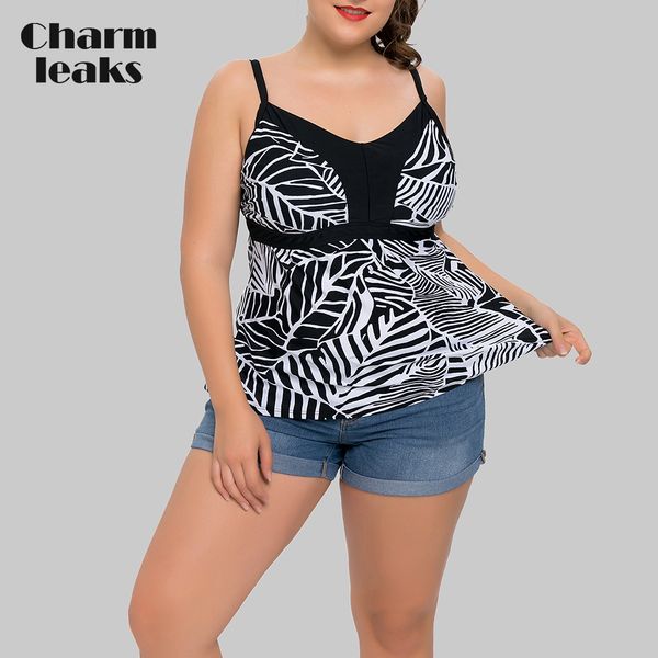 charmleaks women's tankini plus size swimwear retro leaf print swimsuit bikini bathing suit top, White;black
charmleaks women's tankini plus size swimwear retro leaf print swimsuit bikini bathing suit top, White;black