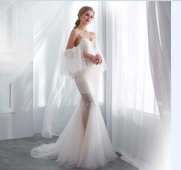 2018 lace mermaid in stock ivory removable sleeves wedding tulle dresses fairy wedding gowns fairy floor length bridal dress 30665, White
2018 lace mermaid in stock ivory removable sleeves wedding tulle dresses fairy wedding gowns fairy floor length bridal dress 30665, White