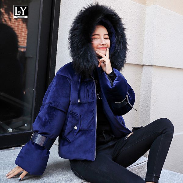 ly varey lin women winter cotton padded jacket coats warm thickened short velvet parka female hooded fur collar casual outerwear s18101504, Black
ly varey lin women winter cotton padded jacket coats warm thickened short velvet parka female hooded fur collar casual outerwear s18101504, Black