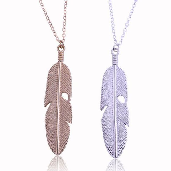 retro personality silver gold plated leaves feather long chain pendant necklace for men women fashion jewelry ing 
retro personality silver gold plated leaves feather long chain pendant necklace for men women fashion jewelry ing