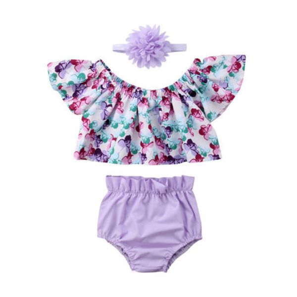 emmababy 3pcs set baby girls summer flower off-shoulder blouse bottoms headband clothes outfit baby clothing, White
emmababy 3pcs set baby girls summer flower off-shoulder blouse bottoms headband clothes outfit baby clothing, White
