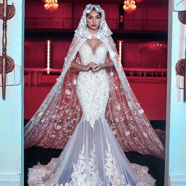 mermaid lace appliqued wedding dress with wrap deep v-neck beads 3d petals flowers bridal dress glamorous mermaid wedding gowns, White
mermaid lace appliqued wedding dress with wrap deep v-neck beads 3d petals flowers bridal dress glamorous mermaid wedding gowns, White