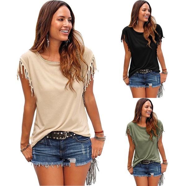 women's clothing 2019 summer plus size scoop neck basic short sleeve solid casual tassel tees t-shirt, White
women's clothing 2019 summer plus size scoop neck basic short sleeve solid casual tassel tees t-shirt, White