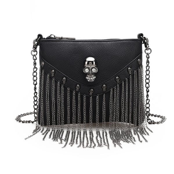 women small bags black flap skull skeleton tassel soft pu faux leather handbags shoulder bags metal chain punk cool fashion
women small bags black flap skull skeleton tassel soft pu faux leather handbags shoulder bags metal chain punk cool fashion