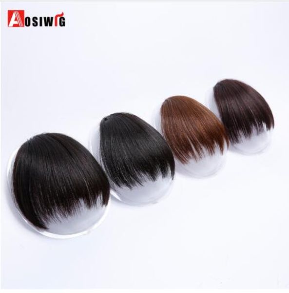 

short fake hair bangs heat resistant synthetic hairpieces clip in hairs extensions for women bang hairstyles, Black