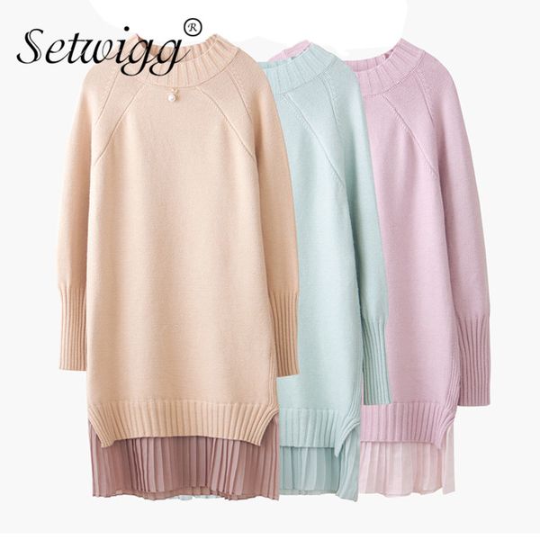 setwigg korean wool blend long sleeve pullover knit sweater o neck chiffon patchwork casual loose knitted long sweater, White;black
setwigg korean wool blend long sleeve pullover knit sweater o neck chiffon patchwork casual loose knitted long sweater, White;black
