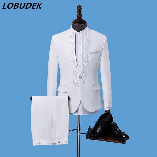 autumn sparkly crystals white men's suits slim blazers prom party male singer host stage outfit chorus teams performance costume, White;black
autumn sparkly crystals white men's suits slim blazers prom party male singer host stage outfit chorus teams performance costume, White;black