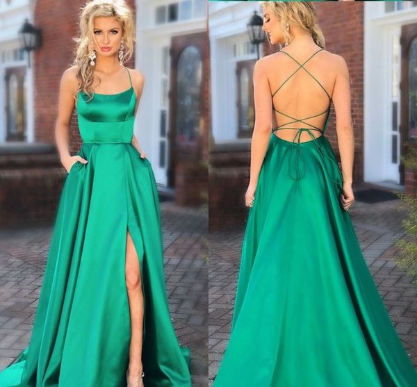 simple green prom dresses backless 2018 side slit with pockets satin ruched floor length cocktail homecoming dresses cheap, Black
simple green prom dresses backless 2018 side slit with pockets satin ruched floor length cocktail homecoming dresses cheap, Black