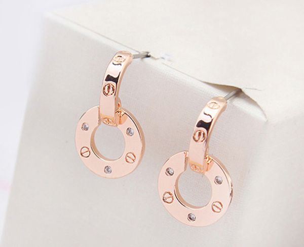 

famous brands jewelry rose gold color plated designer stud earrings for women luxury christmas gift for ladies, Golden;silver