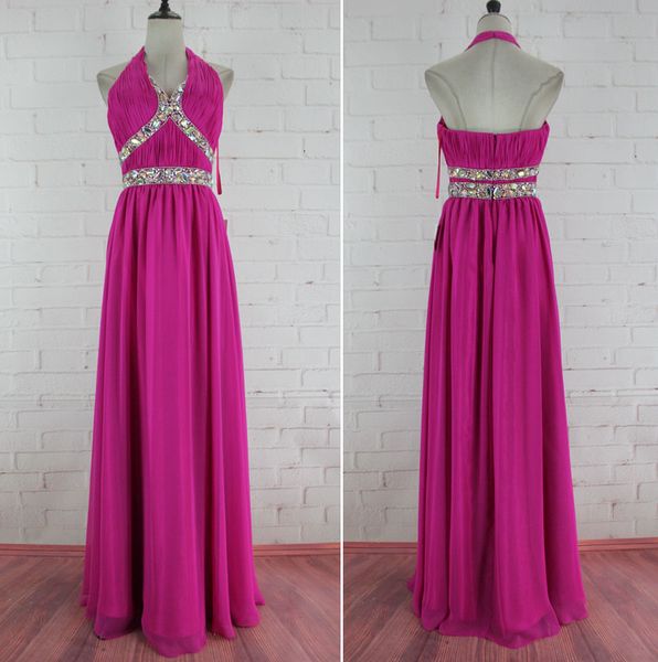 fuchsia chiffon long evening dresses with halter neck 2018 prom gowns new beaded evening gowns fast shipping, Black;red
fuchsia chiffon long evening dresses with halter neck 2018 prom gowns new beaded evening gowns fast shipping, Black;red