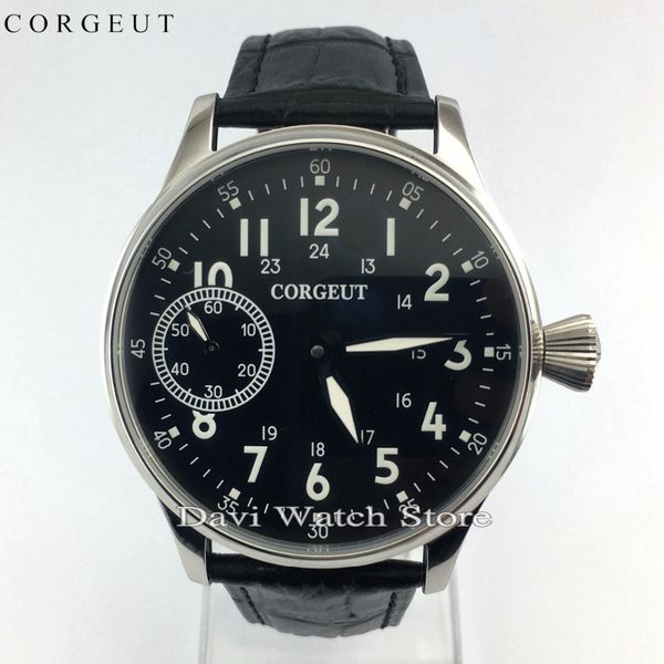 44mm corgeut s.s leather band black dial seagull hand winding movement mens watch, Slivery;brown
44mm corgeut s.s leather band black dial seagull hand winding movement mens watch, Slivery;brown