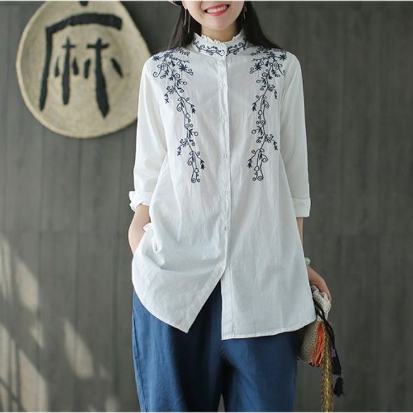 exquisite flower embroidery ruffled stand collar shirt blouse 2018 new mori girl, White
exquisite flower embroidery ruffled stand collar shirt blouse 2018 new mori girl, White