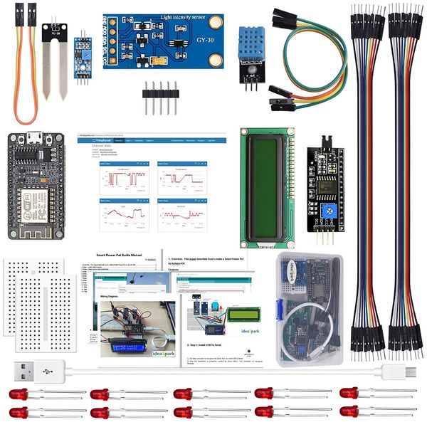 ESP8266 Smart Flower Pot Kits with Temperature Humidity Light Soil Moisture Sensor for Arduino IDE IoT Starter(Guidance Document Included)
ESP8266 Smart Flower Pot Kits with Temperature Humidity Light Soil Moisture Sensor for Arduino IDE IoT Starter(Guidance Document Included)
