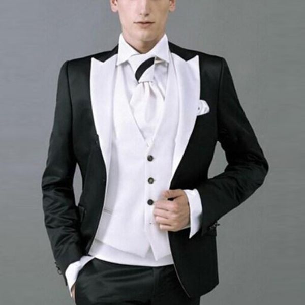 men suits black white peaked lapel wedding suits custom made groom tuxedos formal blazer slim fit 3 pieces party prom bridegroom man, Black;gray
men suits black white peaked lapel wedding suits custom made groom tuxedos formal blazer slim fit 3 pieces party prom bridegroom man, Black;gray
