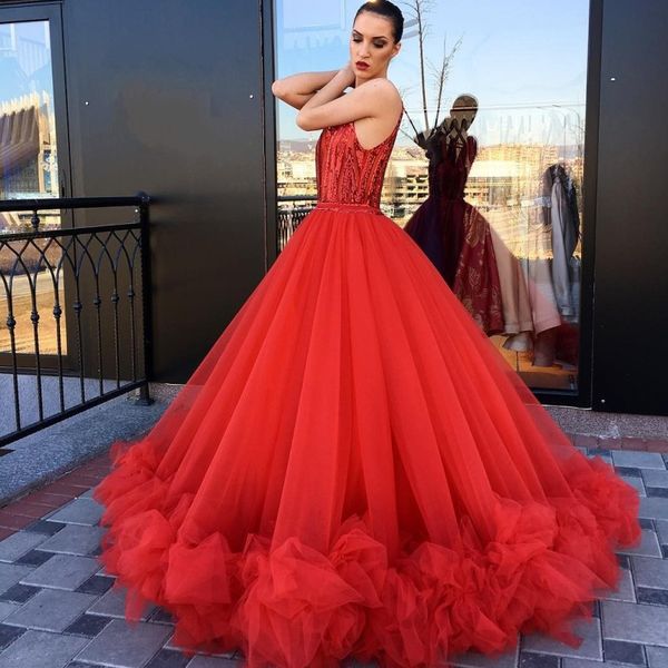 charming red ruffle prom dresses jewel neck sleeveless zipper back arabia evening party dresses fashion dubai ball gown quinceanera dresses, Black
charming red ruffle prom dresses jewel neck sleeveless zipper back arabia evening party dresses fashion dubai ball gown quinceanera dresses, Black