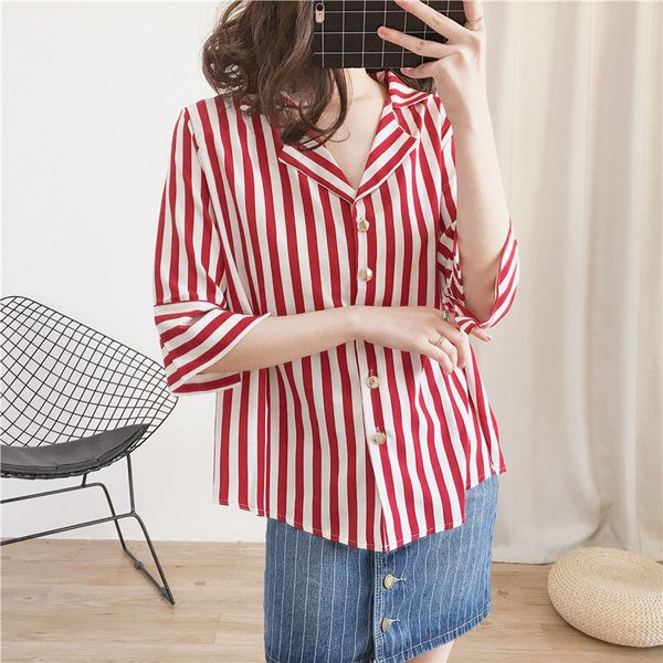 women casual half sleeve spring summer style chiffon blouses shirts lady v-neck striped blusas dd1891, White
women casual half sleeve spring summer style chiffon blouses shirts lady v-neck striped blusas dd1891, White