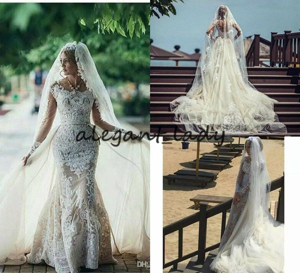 mermaid long sleeve wedding dresses with detachable train 2019 jewel neck full lace applique trumpet country garden farm wedding gown, White
mermaid long sleeve wedding dresses with detachable train 2019 jewel neck full lace applique trumpet country garden farm wedding gown, White